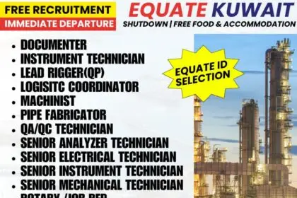 Free Recruitment for Equate Kuwait – Immediate Departure