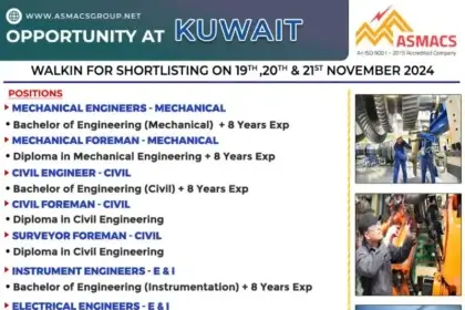 Opportunities at ASMACS Kuwait – November 2024 Hiring