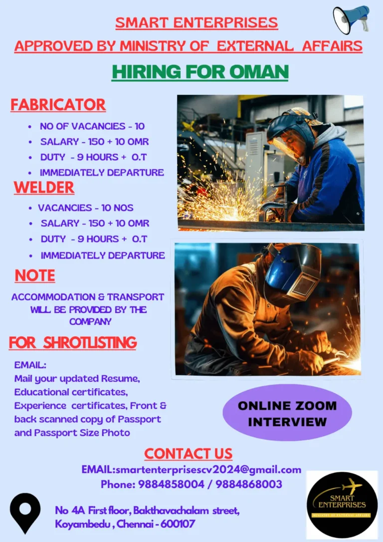 Smart Enterprises Approved by Ministry of External Affairs Hiring for Oman
