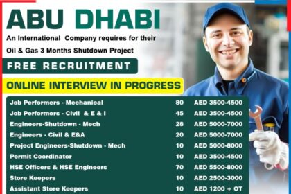 Job Opportunities for Oil & Gas Shutdown Project in Abu Dhabi – Free Recruitment