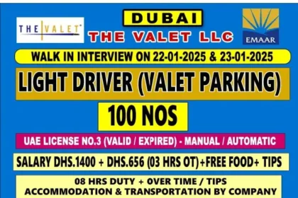 Walk-in Interview for Valet Parking Drivers in Dubai - The Valet LLC by EMAAR