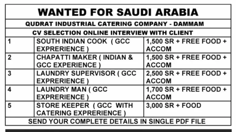 Job Opportunities in Saudi Arabia Catering
