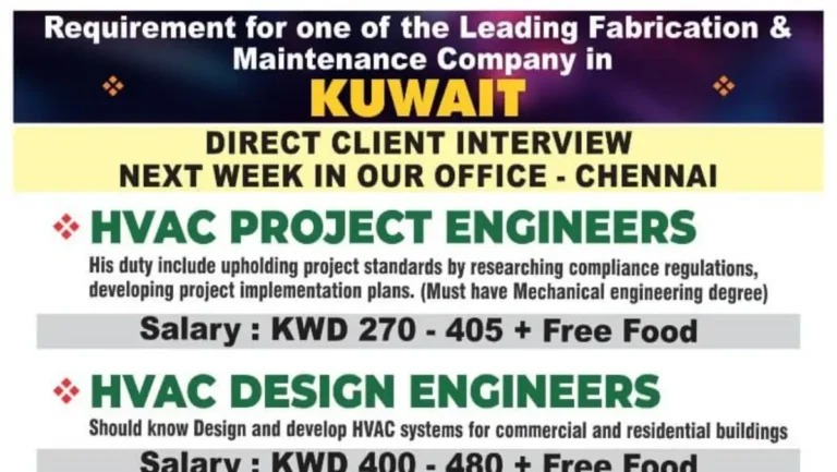 Direct Client Interviews in Chennai for Leading Kuwait Fabrication & Maintenance Company – Apply Now!