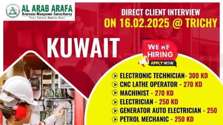 Direct Client Interview in Trichy on 16.02.2025 for High-Paying Kuwait Jobs – Apply Now!