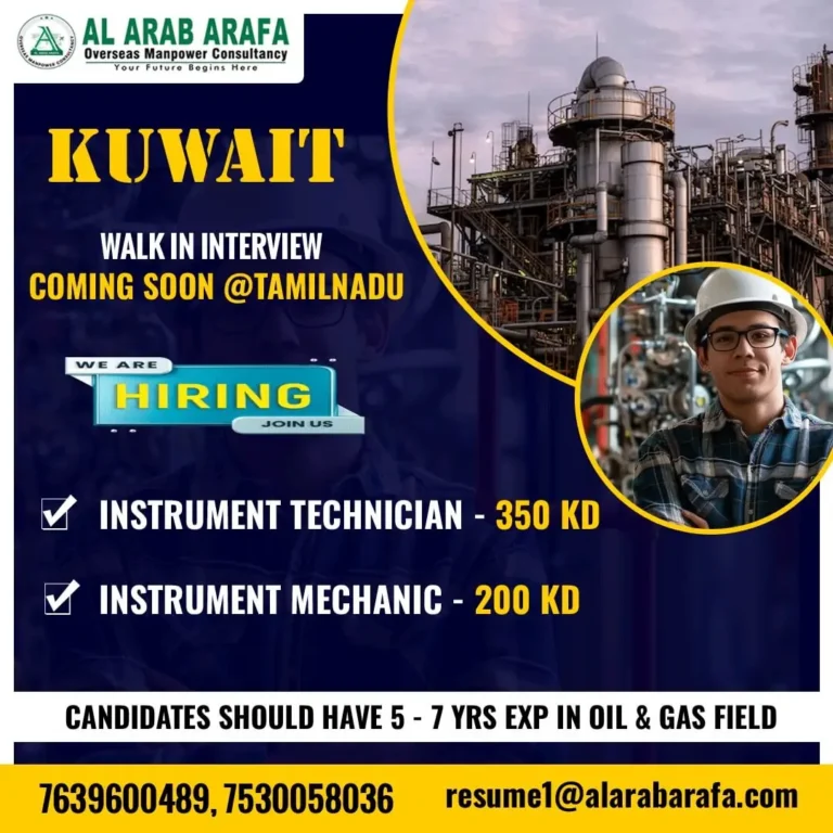 AL ARAB ARAFA Overseas Manpower Consultancy - Walk-in Interview in Tamil Nadu