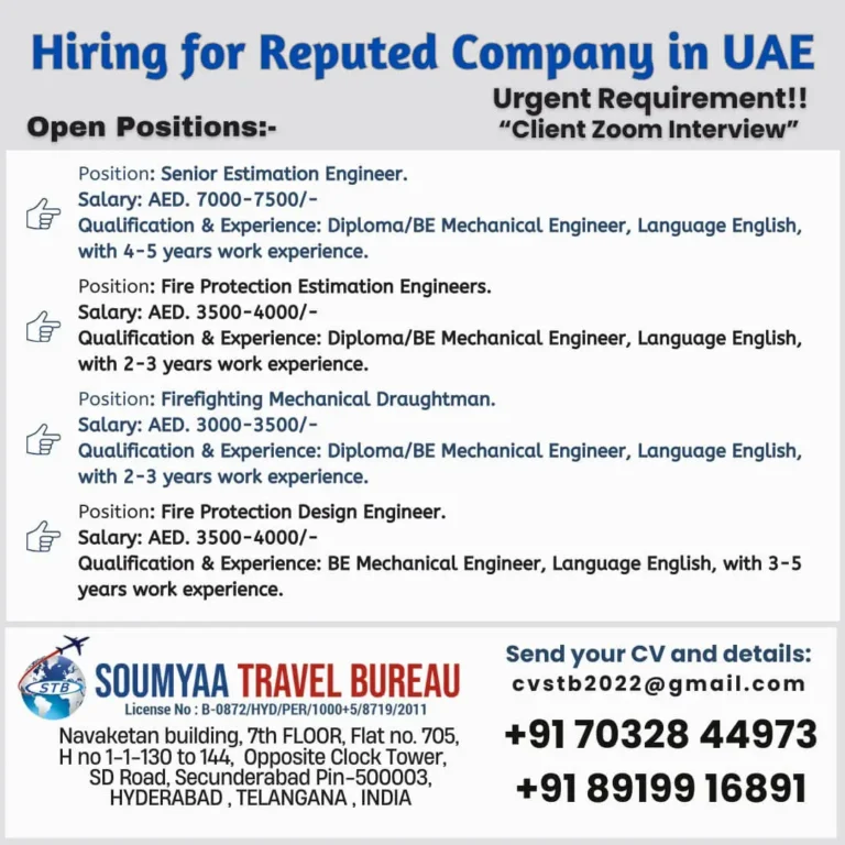 Urgent Fire Protection Engineering Roles UAE