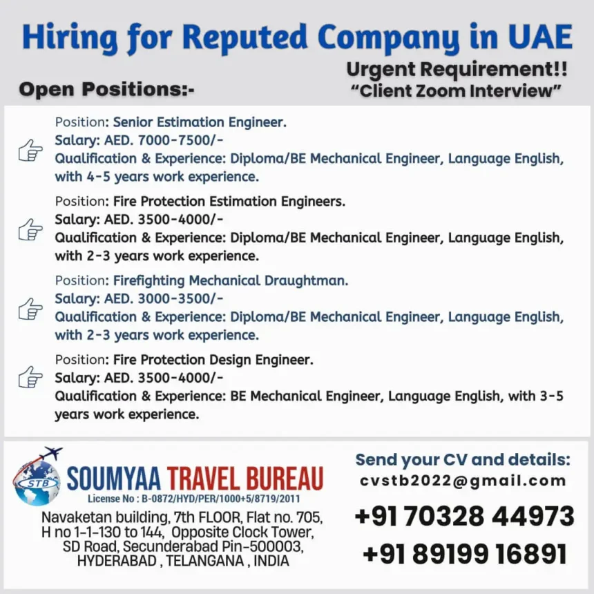 Urgent Fire Protection Engineering Roles UAE