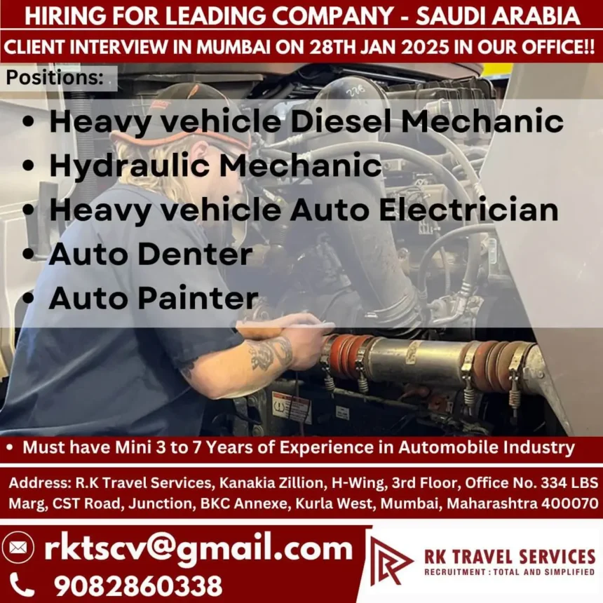 Hiring for Saudi Arabia Company Mumbai