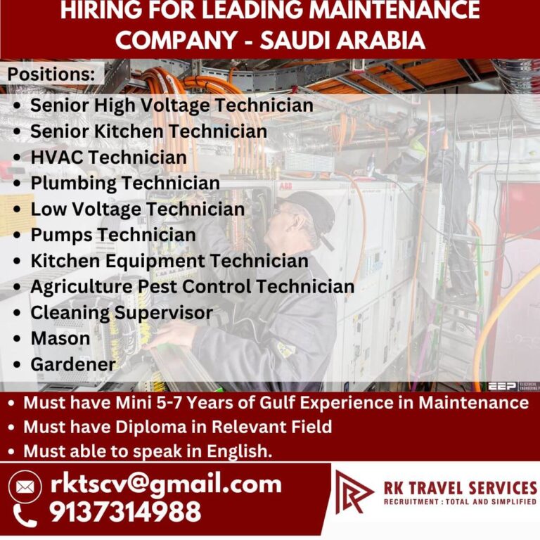 Exciting Maintenance Job Opportunities in Saudi Arabia