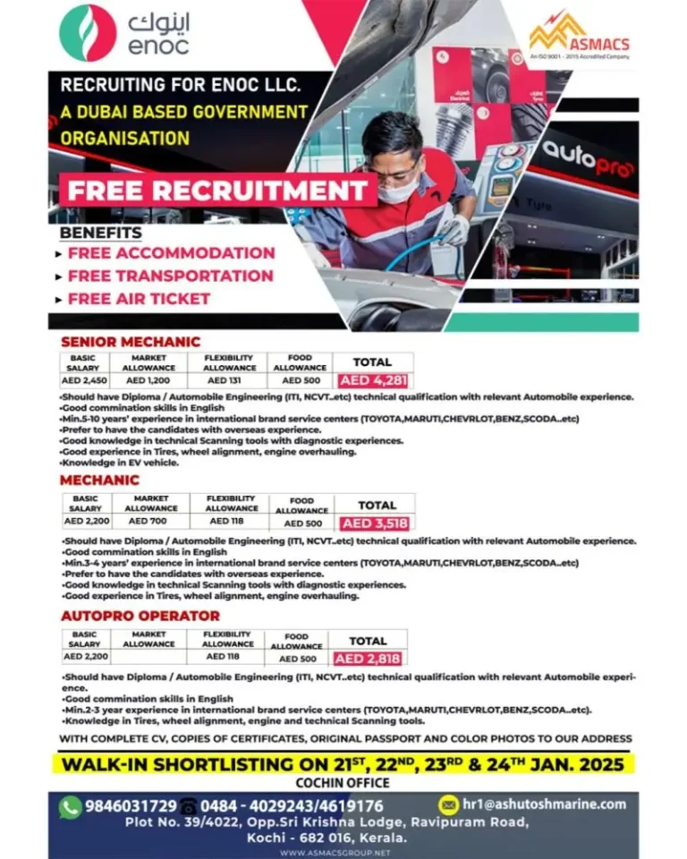 Job Opportunities for ENOC LLC – Dubai-based Government Organization