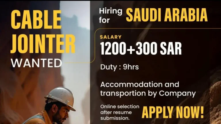 Job Opportunity in Saudi Arabia: Cable Jointer Position Available