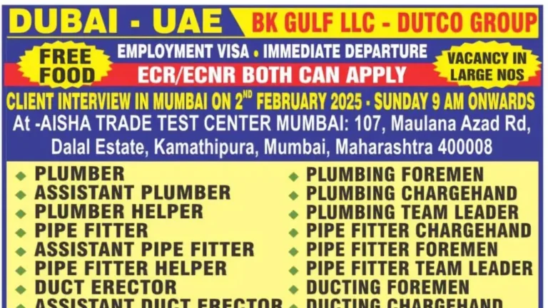 Jobs in Dubai: Apply Now for Plumbing and Pipe Fitting Roles