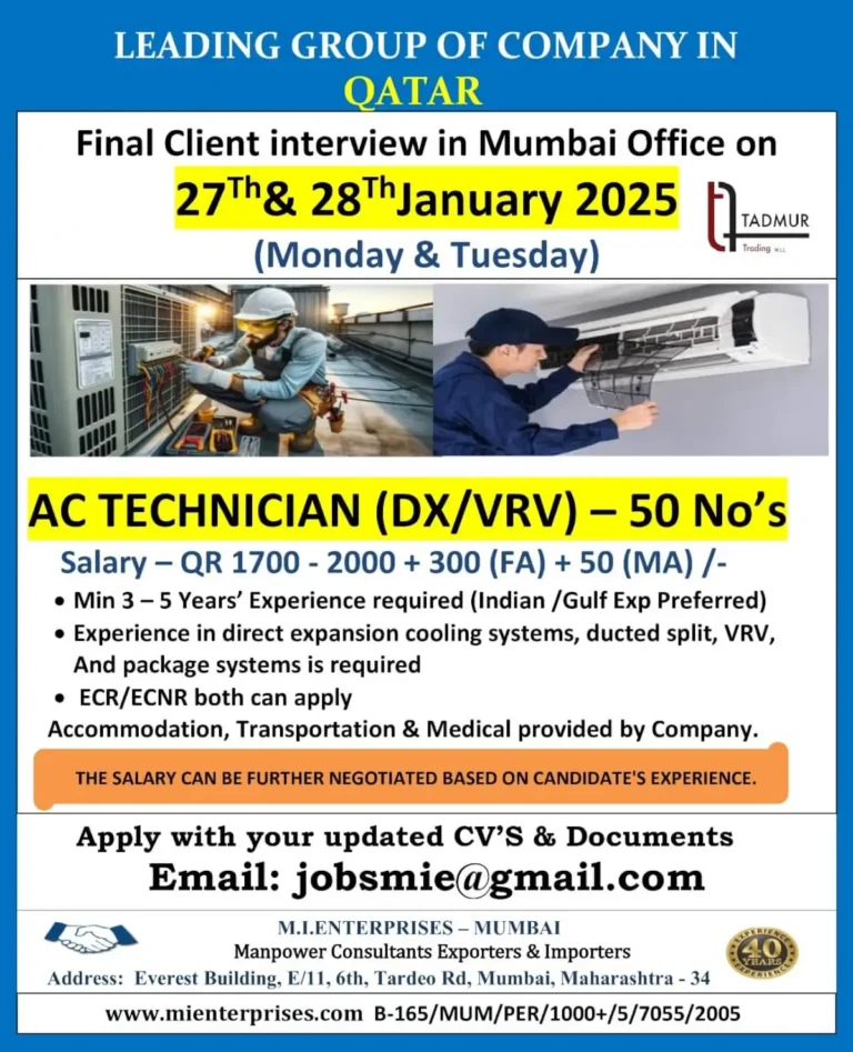 Job Opportunities for AC Technicians in Qatar