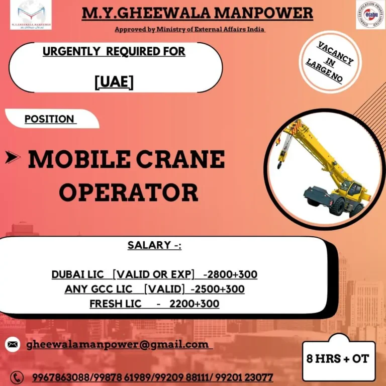 Urgent Mobile Crane Operators UAE Jobs