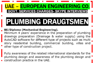 Plumbing Draughtsmen Jobs in UAE Overview