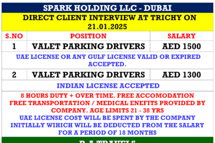 Direct Client Interview for Valet Parking Drivers in Dubai – Spark Holding LLC