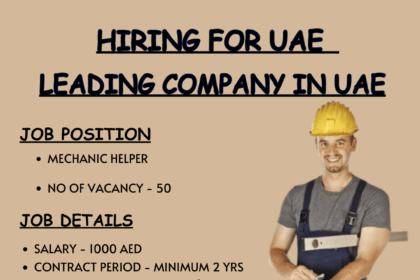 Jobs in UAE: Mechanic Helpers Needed for Leading Company