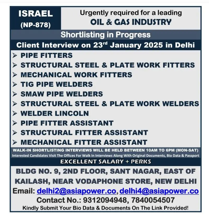 Urgent Job Openings in Israel for Oil & Gas Industry