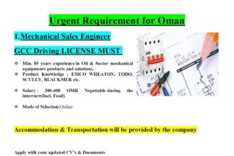 Urgent Mechanical Sales Engineer Job Oman