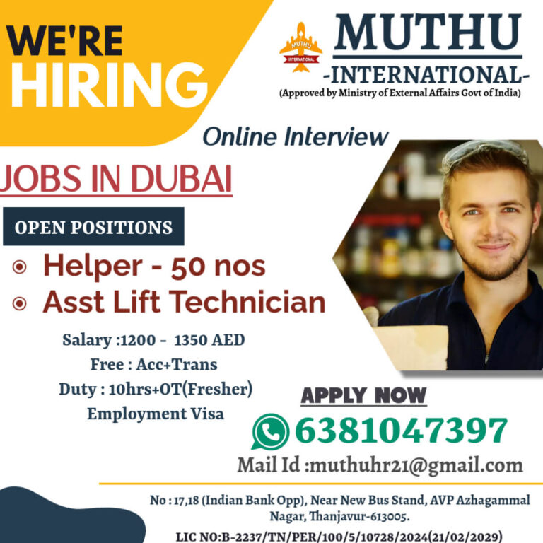 Jobs in Dubai with Muthu International