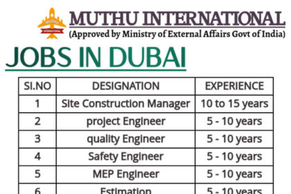 Job Opportunities in Dubai with Muthu International