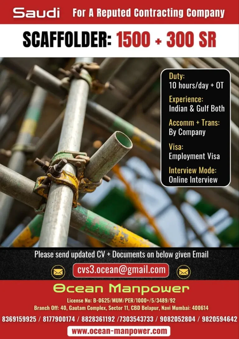 Urgent Job Opportunity: Scaffolders for a Reputed Company in Saudi Arabia