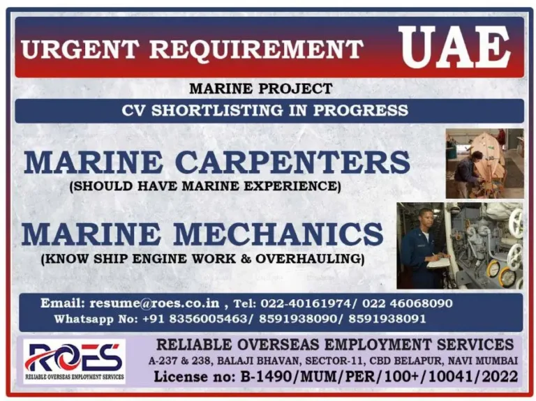 Urgent Requirement for Marine Professionals in UAE