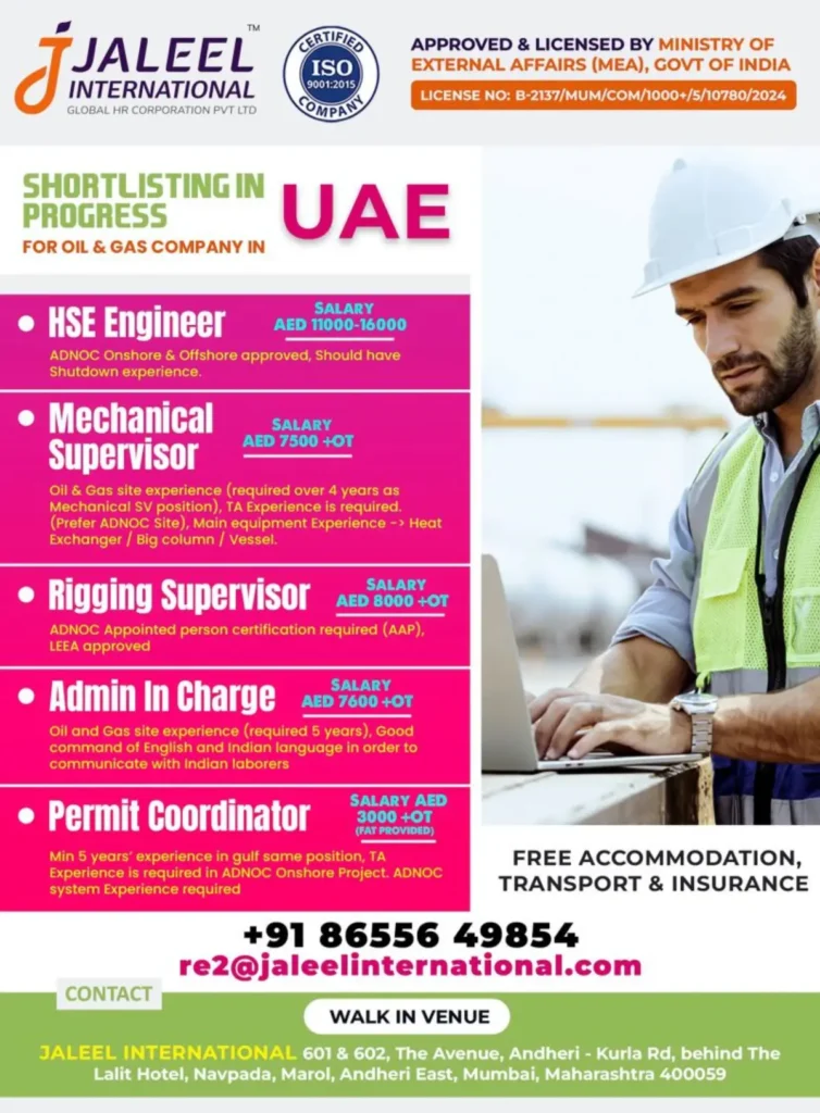 TM JALEEL Ji INTERNATIONAL GLOBAL HR CORPORATION PVT LTD – Shortlisting in Progress for Oil & Gas Jobs