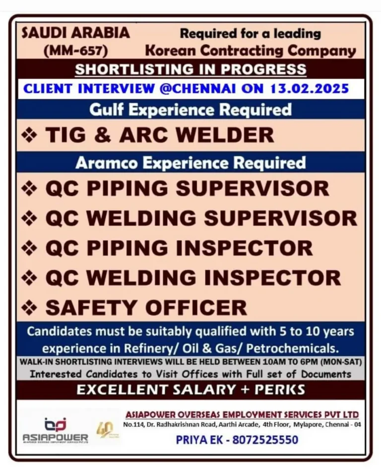 Saudi Arabia Jobs – Korean Contracting Company Hiring in 2025