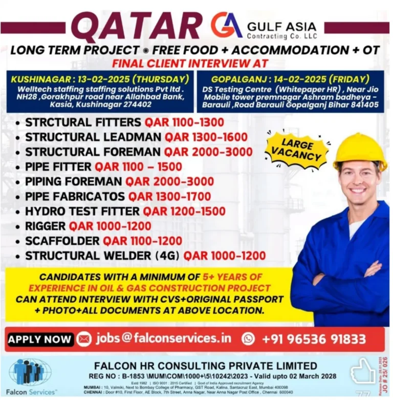 Exciting Job Opportunities in Qatar – Oil & Gas Construction Project