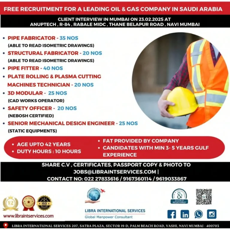 Free Recruitment for Oil & Gas Jobs in Saudi Arabia - Apply Now!