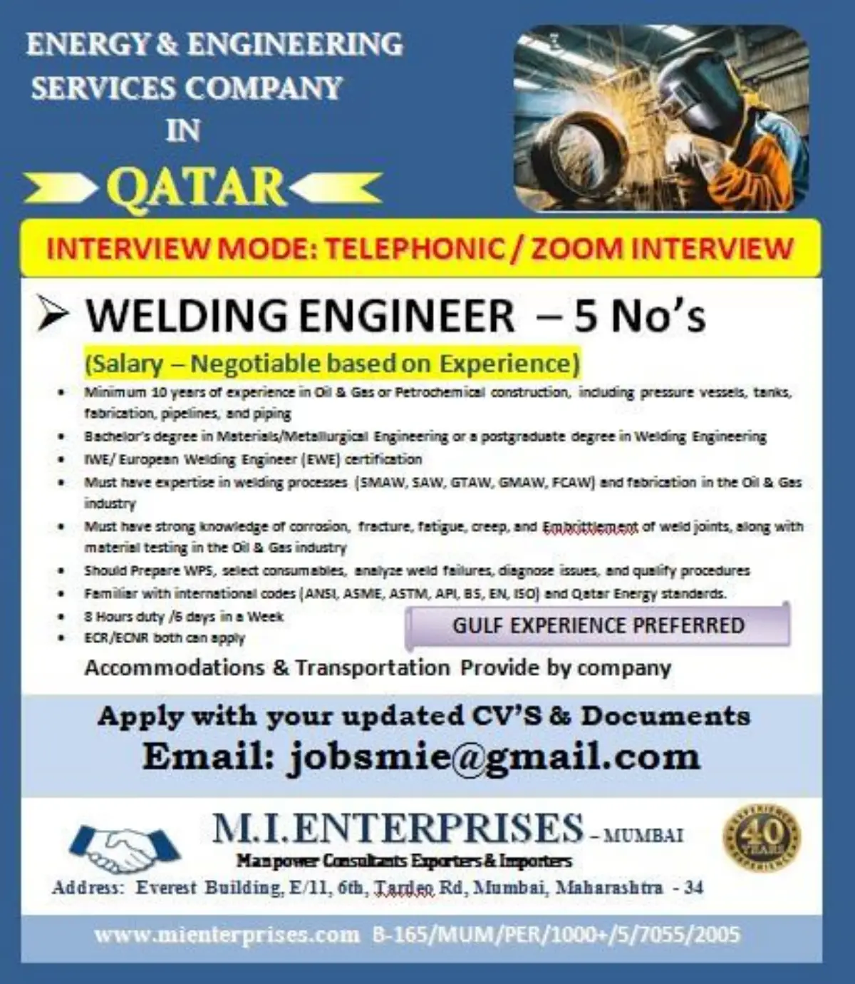 Welding Engineer Jobs in Qatar – Apply Now!