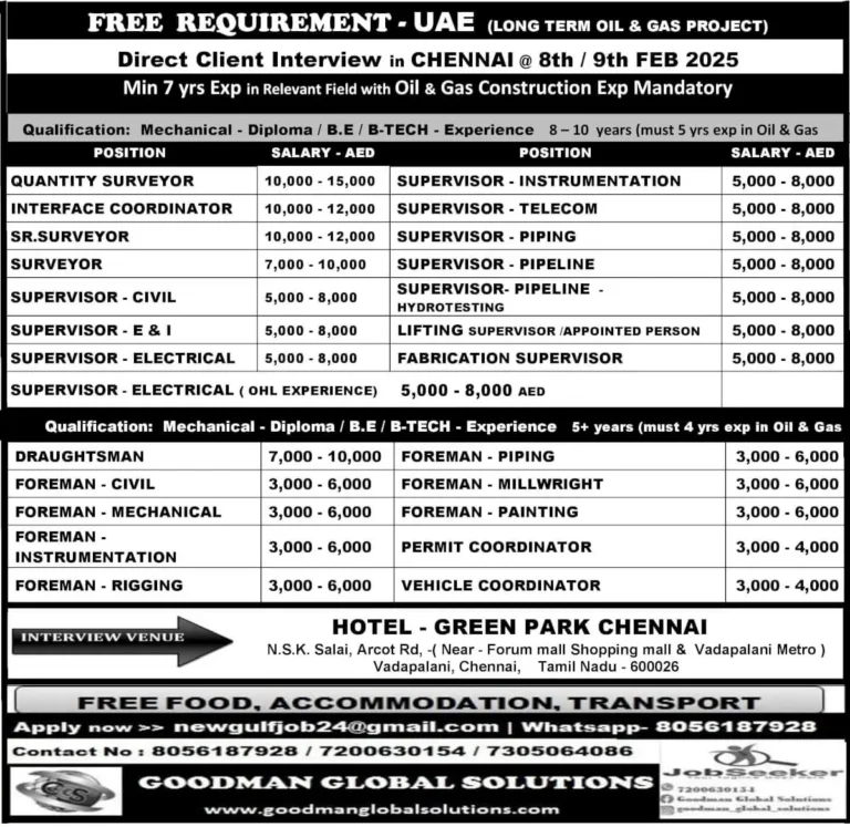 FREE REQUIREMENT - UAE (LONG-TERM OIL & GAS PROJECT)