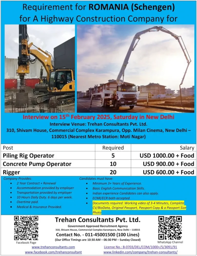 Job Opportunities in Romania for a Highway Construction Company