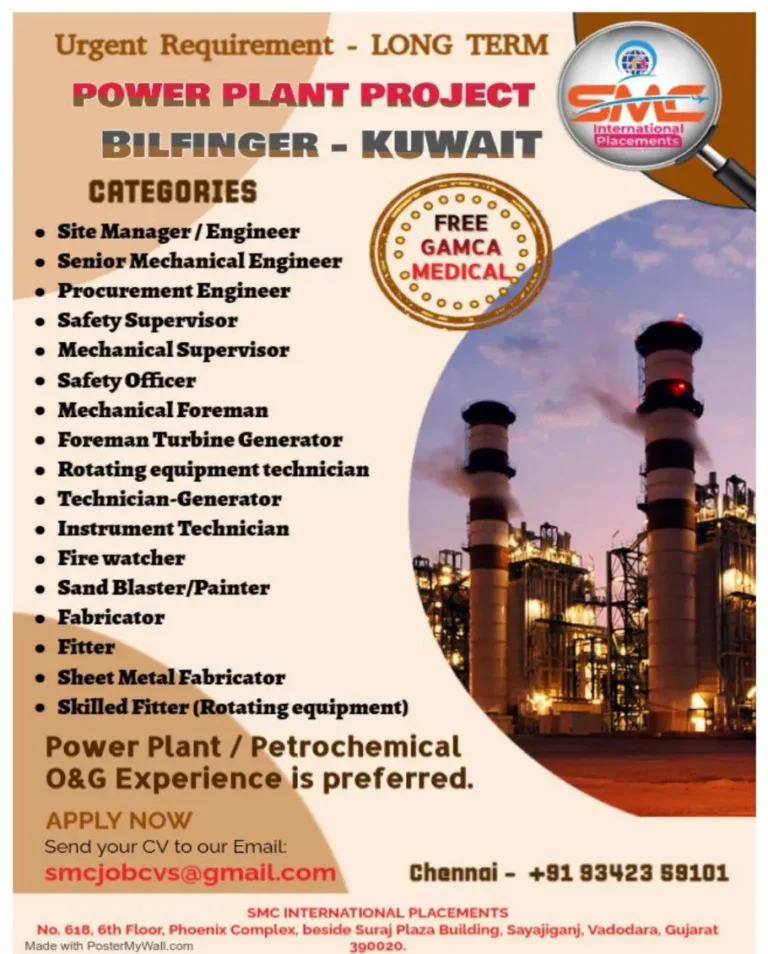 Urgent Requirement - Power Plant Jobs in Kuwait | Apply Now!