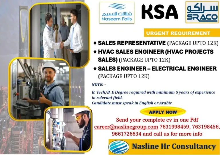 Naseem Falls KSA SRACO Urgent Requirement – Apply Now!