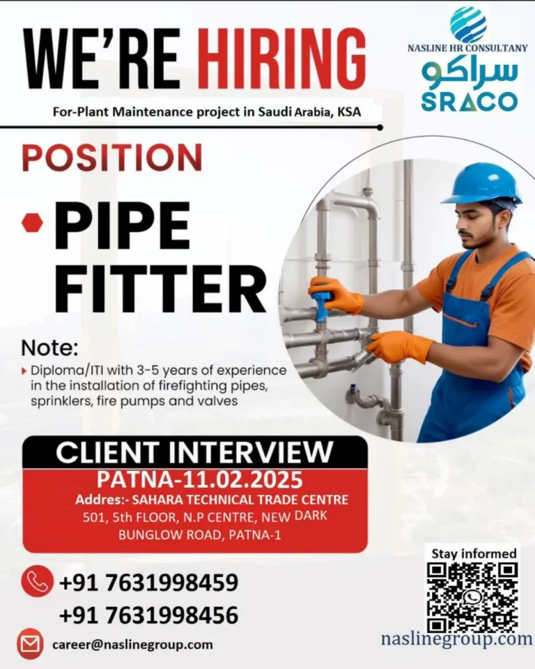 Pipe Fitter for a Plant Maintenance Project in Saudi Arabia, KSA