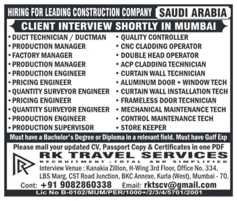 Exciting Job Opportunities in Saudi Arabia’s Leading Construction Company