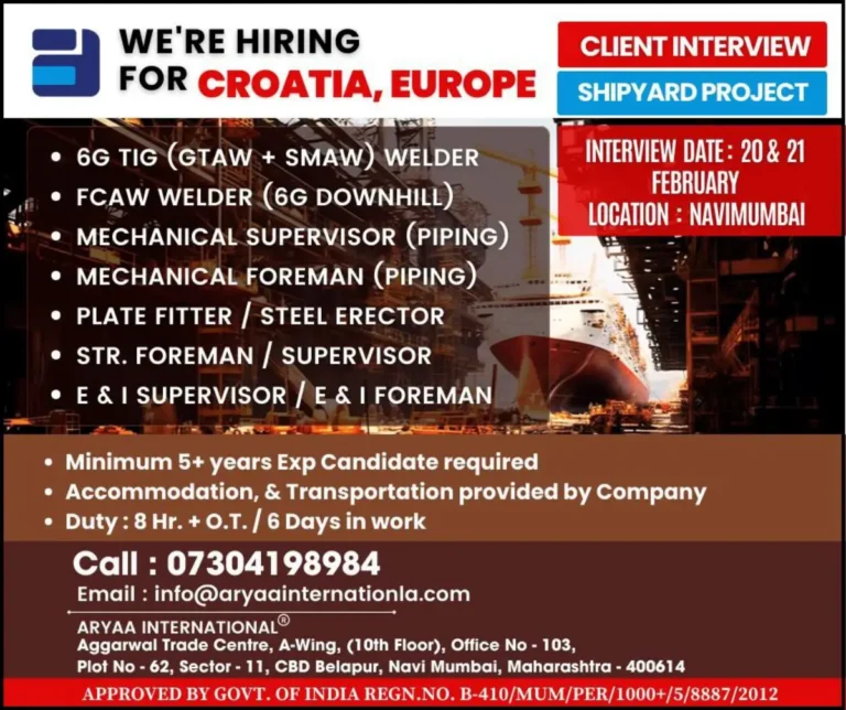 Assignment Abroad Jobs – Client Interview for Croatia Shipyard