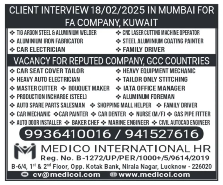 Assignment Abroad Jobs – Urgent Vacancies for Skilled Workers