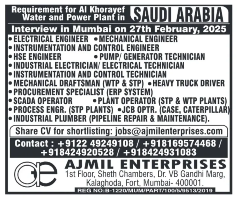Job Openings for Engineers & Technicians in Saudi Arabia - Apply Now