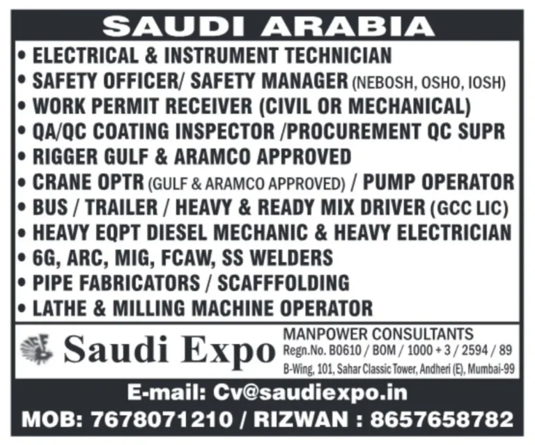 High-Paying Gulf Jobs: Electrical & Safety Roles in Saudi Arabia