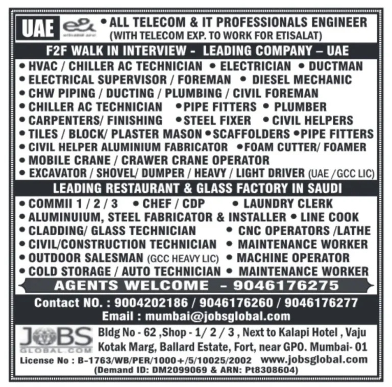 Exciting Career Opportunities in UAE & Saudi Arabia