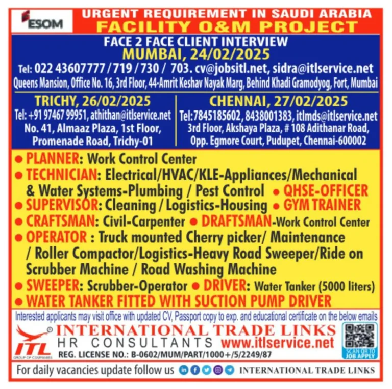 ESOM Urgent Requirement in Saudi Arabia – Facility O&M Project