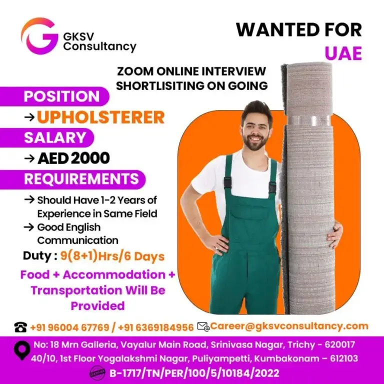Wanted for GKSV Consultancy UAE - Zoom Online Interview Shortlisting Ongoing