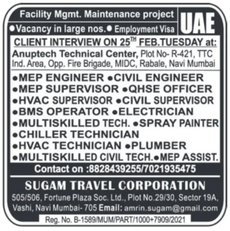 Facility Management Jobs in UAE – Large Vacancies Available