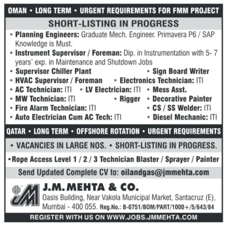 Urgent Long-Term Job Openings in Oman & Qatar | Apply Now