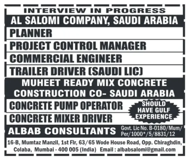 Urgent Hiring: Project Control Manager, Planner & More – Saudi Arabia