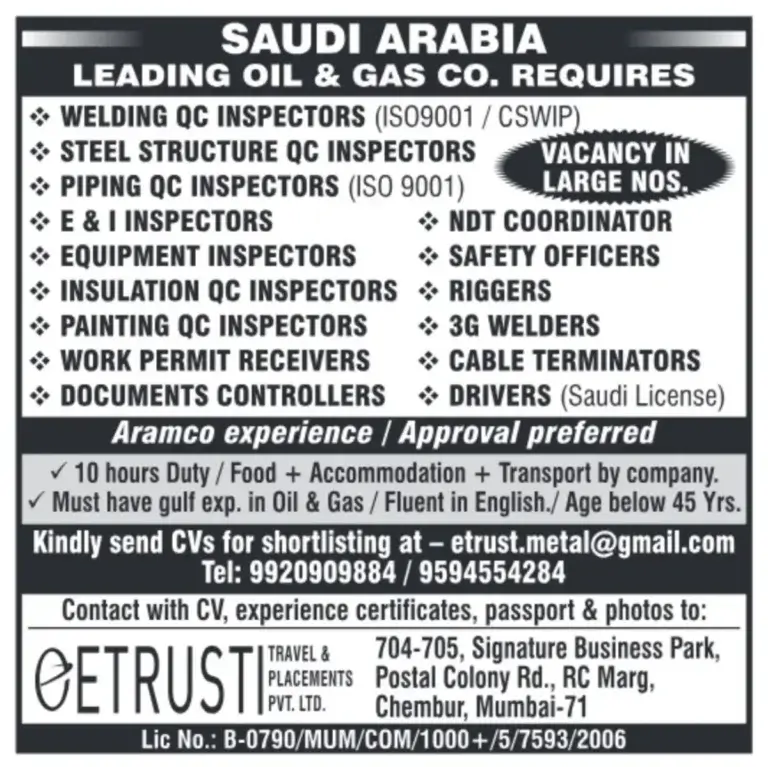 Oil & Gas Jobs in Saudi Arabia – Apply Now!