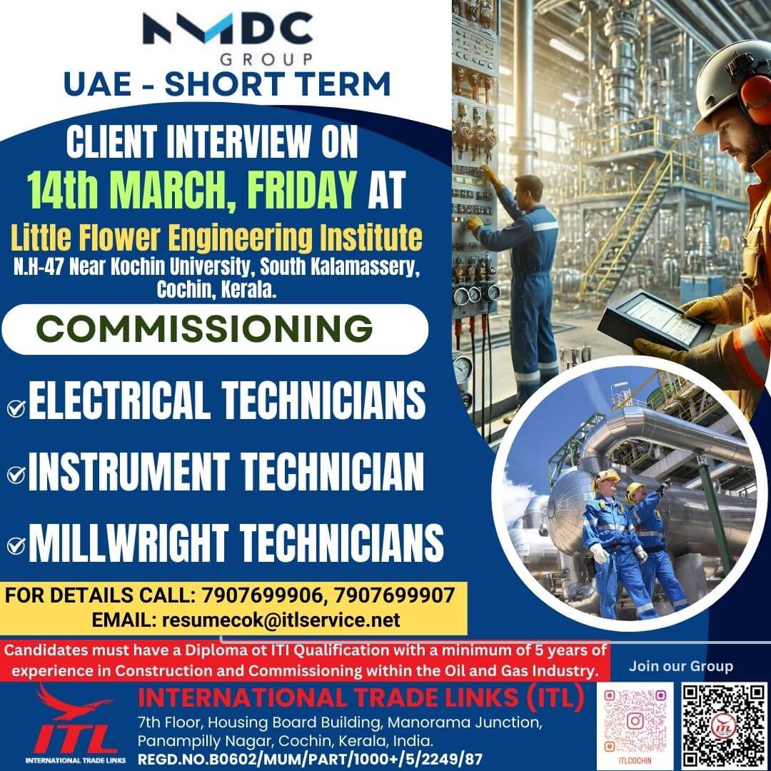 MMDC Group UAE Hiring: Short-Term Jobs Interview in Cochin